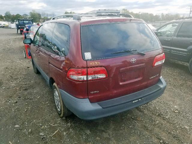 4T3ZF19C03U512205 - 2003 TOYOTA SIENNA CE RED photo 3