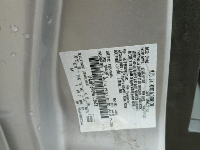 1FAHP36N09W133683 - 2009 FORD FOCUS SES SILVER photo 10