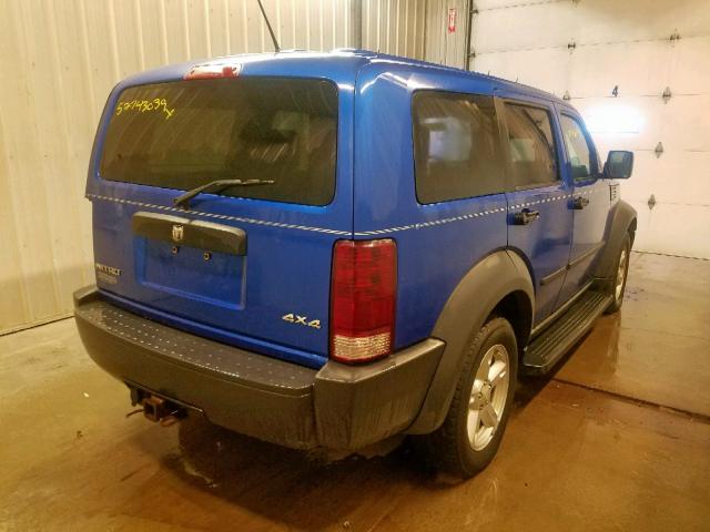 1D8GU28K87W587819 - 2007 DODGE NITRO SXT BLUE photo 4