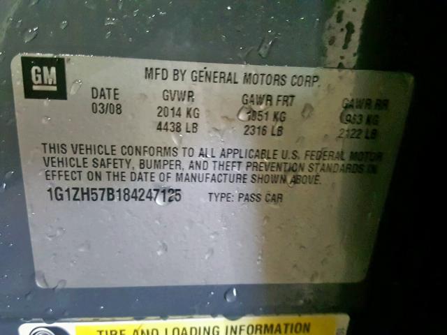 1G1ZH57B184247125 - 2008 CHEVROLET MALIBU 1LT 蓝色 照片 10