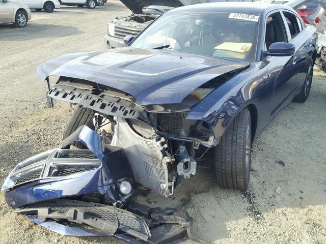 2C3CDXHG7EH325148 - 2014 DODGE CHARGER SX BLUE photo 2