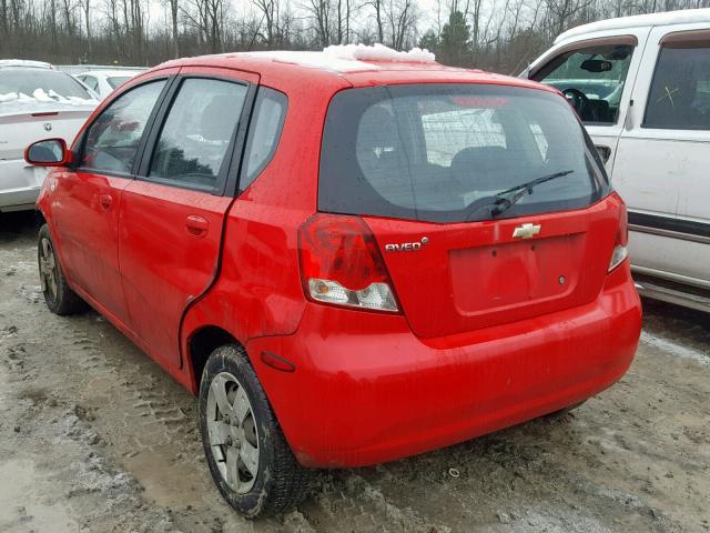 KL1TD66687B793358 - 2007 CHEVROLET AVEO BASE წითელი ფოტო 3