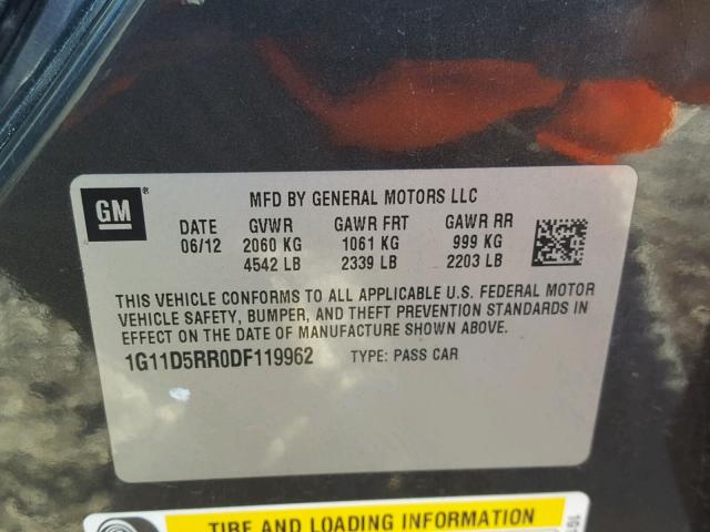 1G11D5RR0DF119962 - 2013 CHEVROLET MALIBU 1LT GRAY photo 10