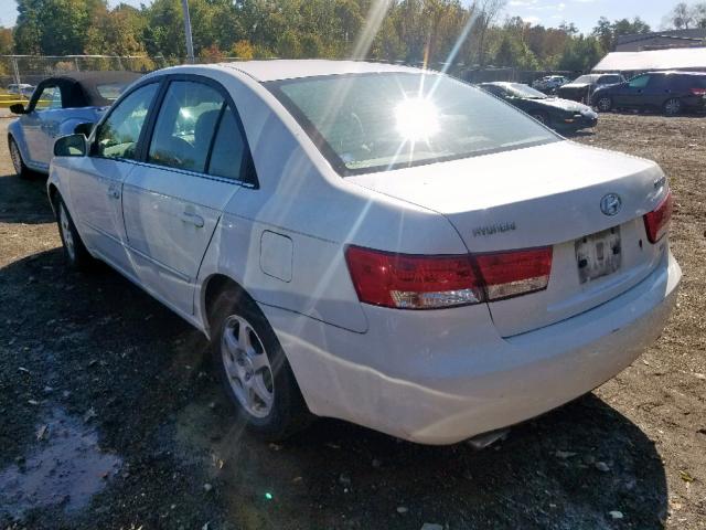 5NPEU46FX6H153932 - 2006 HYUNDAI SONATA GLS WHITE photo 3