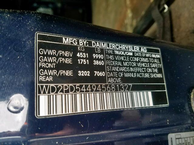 WD2PD544945681327 - 2004 DODGE SPRINTER BLUE photo 10