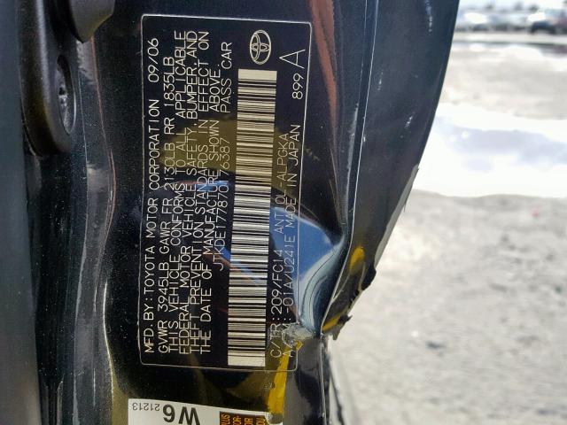 JTKDE177870176387 - 2007 TOYOTA SCION TC 黑色 照片 10