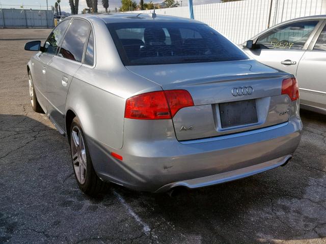 WAUAF78E68A028545 - 2008 AUDI A4 2.0T GRAY photo 3