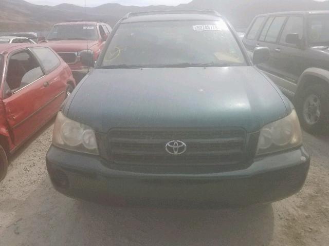 JTEGD21A110012385 - 2001 TOYOTA HIGHLANDER GREEN photo 9