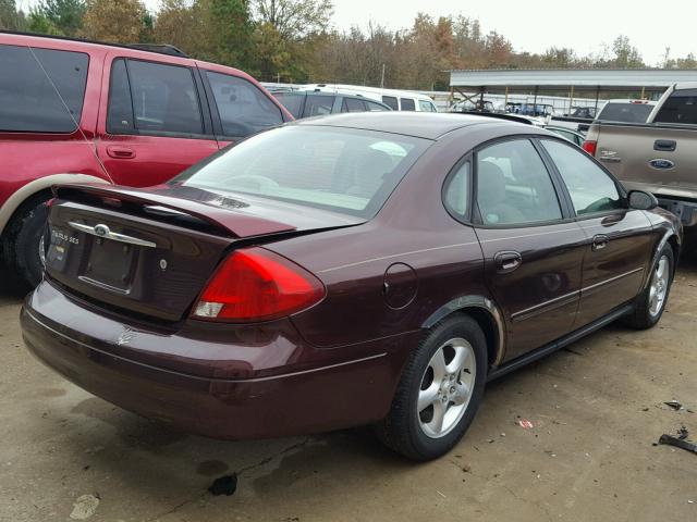 1FAFP55U51A222825 - 2001 FORD TAURUS SES BURGUNDY photo 4