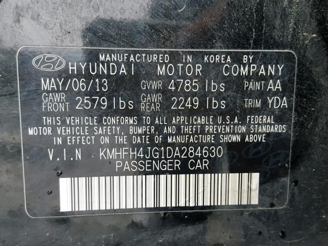 KMHFH4JG1DA284630 - 2013 HYUNDAI AZERA GLS BLACK photo 10