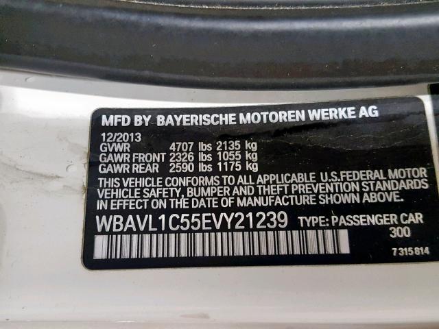 WBAVL1C55EVY21239 - 2014 BMW X1 XDRIVE2 WHITE photo 10