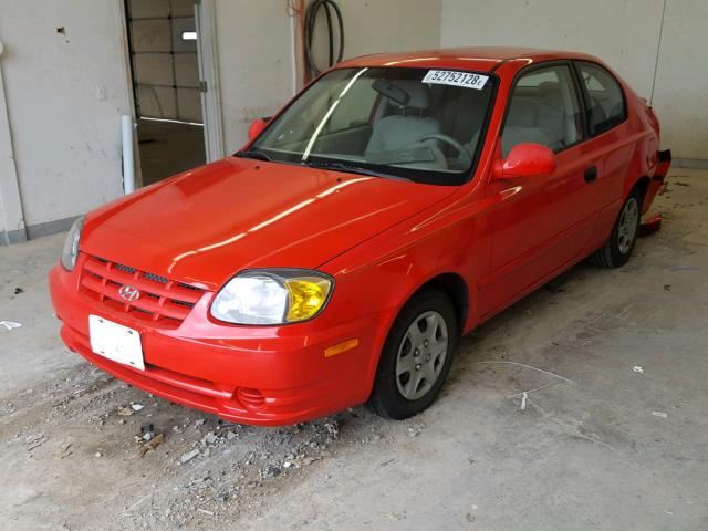 KMHCG35CX4U301012 - 2004 HYUNDAI ACCENT GL RED photo 2