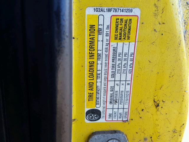 1G2AL18F787141259 - 2008 PONTIAC G5 YELLOW photo 10