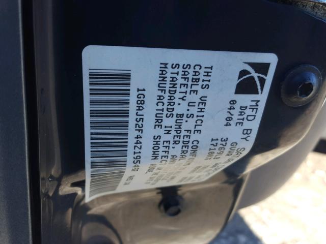 1G8AJ52F44Z195497 - 2004 SATURN ION LEVEL GRAY photo 10