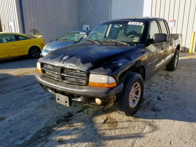 1B7GL2AN21S127706 - 2001 DODGE DAKOTA QUA BLACK photo 2