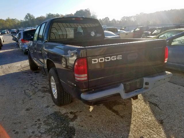 1B7GL2AN21S127706 - 2001 DODGE DAKOTA QUA BLACK photo 3