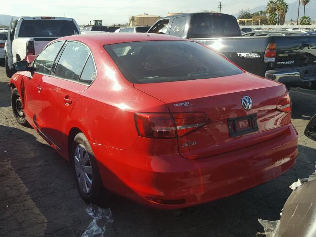 3VW2K7AJ7FM422210 - 2015 VOLKSWAGEN JETTA BASE RED photo 3