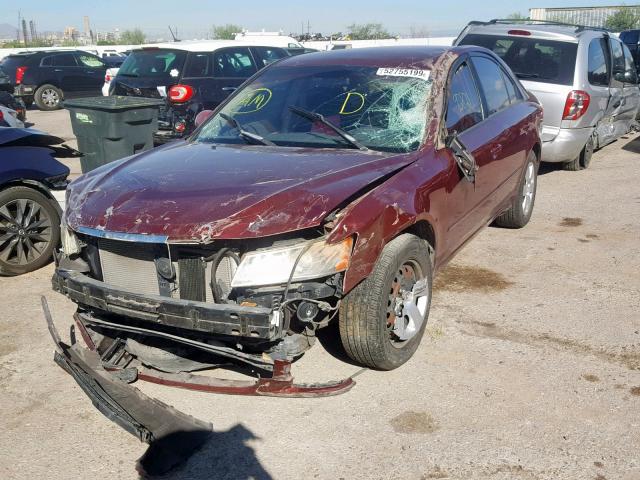 5NPET46C08H401374 - 2008 HYUNDAI SONATA GLS MAROON photo 2