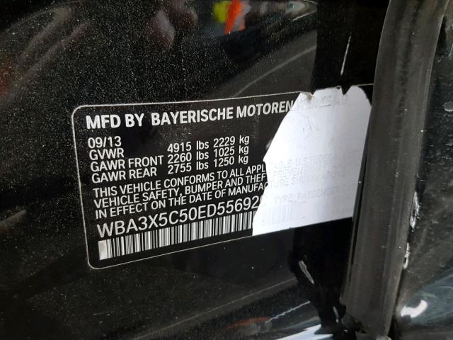 WBA3X5C50ED556920 - 2014 BMW 328 XIGT BLACK photo 10