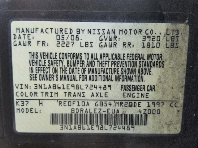 3N1AB61E98L724489 - 2008 NISSAN SENTRA 2.0 CHARCOAL photo 10