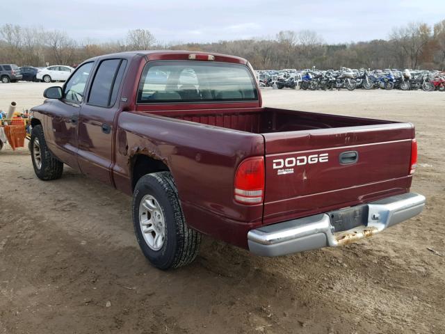 1B7GL2AX61S153906 - 2001 DODGE DAKOTA QUA BURGUNDY photo 3