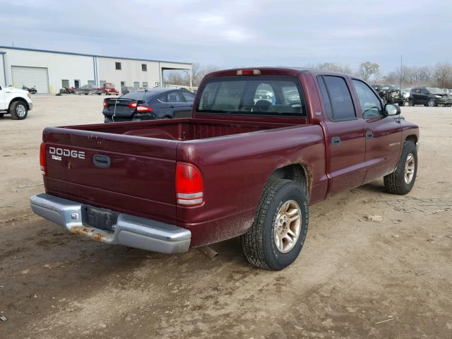 1B7GL2AX61S153906 - 2001 DODGE DAKOTA QUA BURGUNDY photo 4