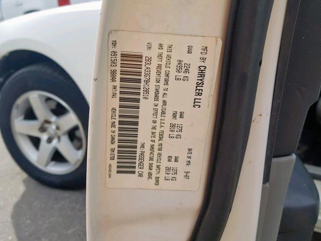 2B3LA33G78H128510 - 2008 DODGE CHARGER SX WHITE photo 10