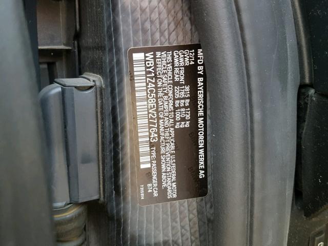 WBY1Z4C58EV277643 - 2014 BMW I3 REX BLACK photo 10