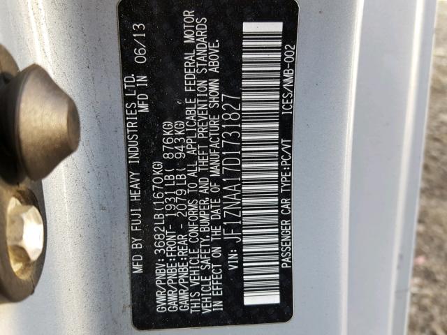 JF1ZNAA17D1731827 - 2013 TOYOTA SCION FR-S BLUE photo 10