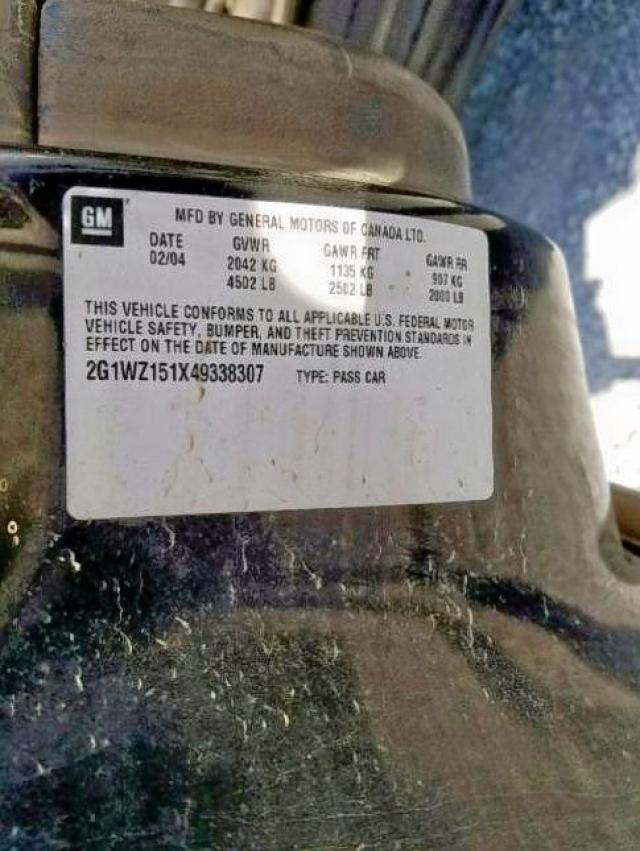 2G1WZ151X49338307 - 2004 CHEVROLET MONTE CARL შავი ფოტო 10