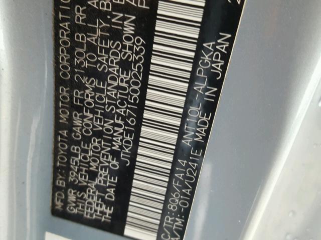 JTKDE167150025339 - 2005 TOYOTA SCION TC 蓝色 照片 10