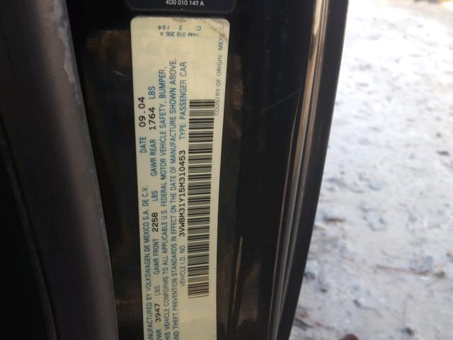 3VWBM31Y15M310453 - 2005 VOLKSWAGEN NEW BEETLE შავი ფოტო 10