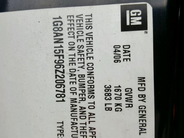 1G8AN15F96Z206781 - 2006 SATURN ION LEVEL RED photo 10