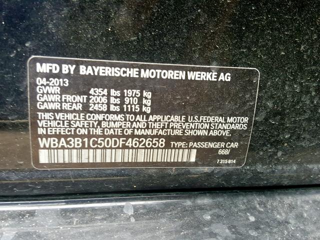 WBA3B1C50DF462658 - 2013 BMW 320 I BLACK photo 10