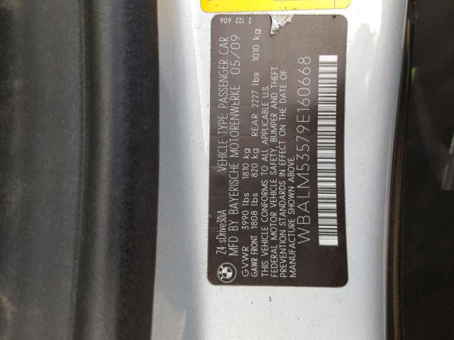 WBALM53579E160668 - 2009 BMW Z4 SDRIVE3 SILVER photo 10