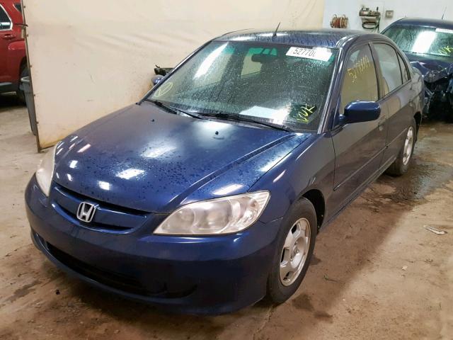 JHMES96665S003382 - 2005 HONDA CIVIC HYBR BLUE photo 2