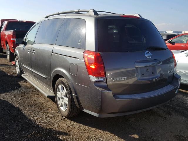 5N1BV28U44N361202 - 2004 NISSAN QUEST S GRAY photo 3