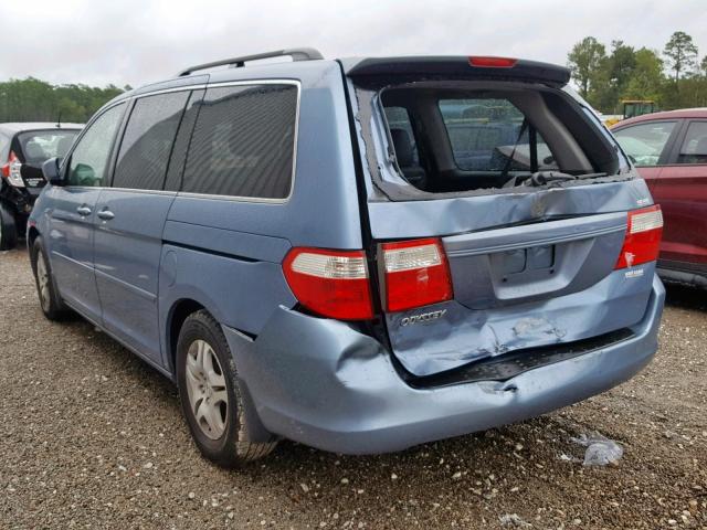 5FNRL38747B036044 - 2007 HONDA ODYSSEY EX BLUE photo 3