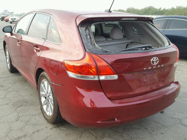 4T3ZA3BBXAU024694 - 2010 TOYOTA VENZA BASE BURGUNDY photo 3