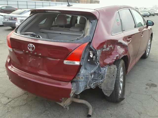 4T3ZA3BBXAU024694 - 2010 TOYOTA VENZA BASE BURGUNDY photo 4