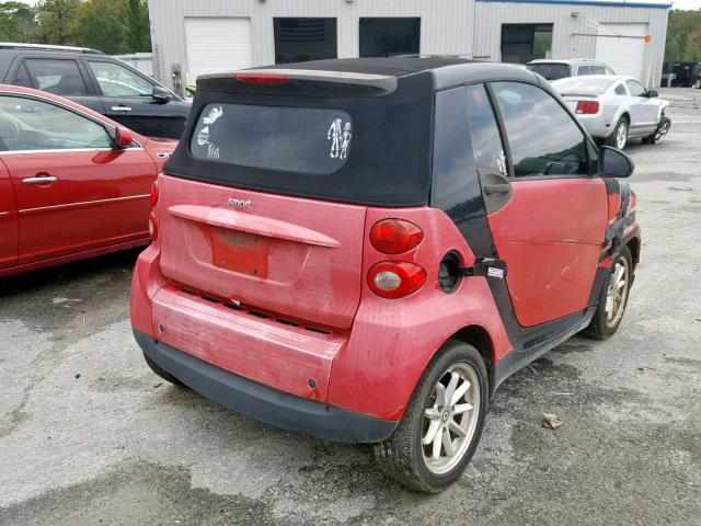 WMEEK31X68K166828 - 2008 SMART FORTWO PAS RED photo 4