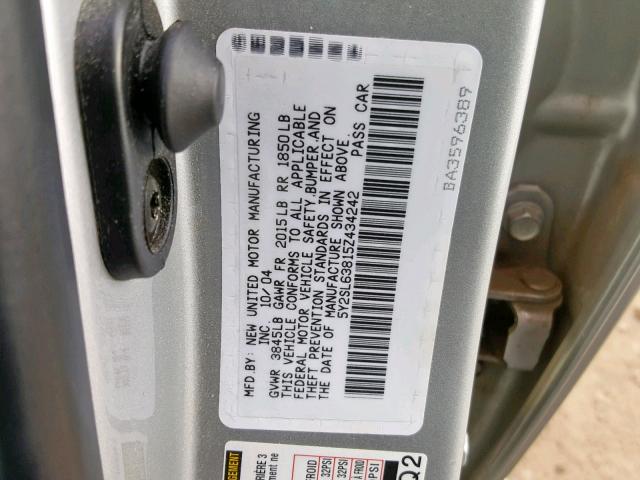 5Y2SL63815Z434242 - 2005 PONTIAC VIBE SILVER photo 10