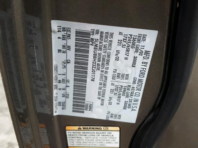 5LMEU88H23ZJ01178 - 2003 LINCOLN AVIATOR 石墨色 照片 10