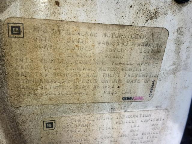 1G2NE15D1SC854462 - 1995 PONTIAC GRAND AM S WHITE photo 10