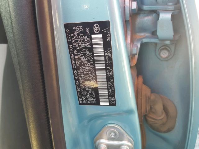 JTDKDTB37C1018533 - 2012 TOYOTA PRIUS C TURQUOISE photo 10