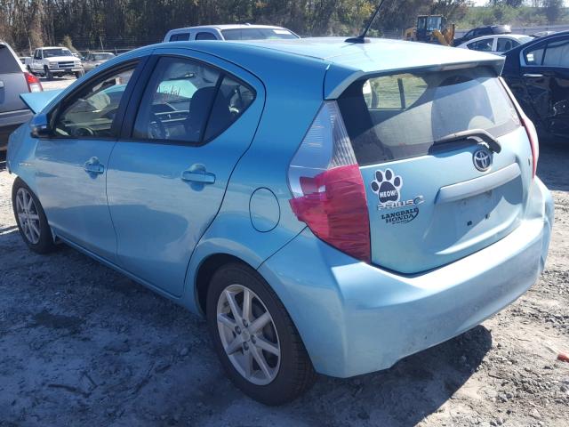 JTDKDTB37C1018533 - 2012 TOYOTA PRIUS C TURQUOISE photo 3