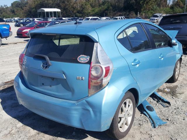 JTDKDTB37C1018533 - 2012 TOYOTA PRIUS C TURQUOISE photo 4