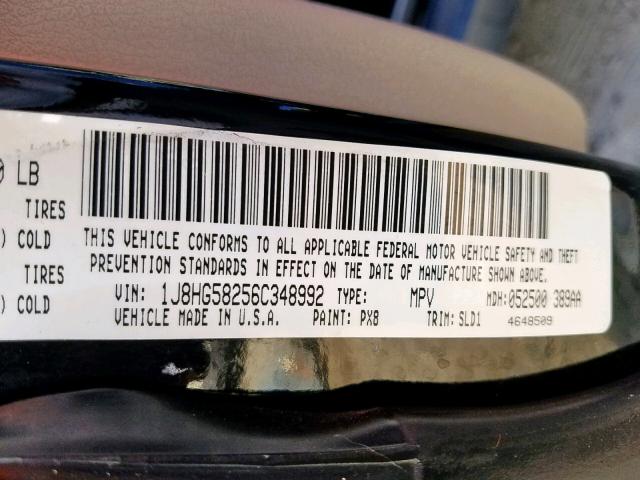 1J8HG58256C348992 - 2006 JEEP COMMANDER 黑色 照片 10