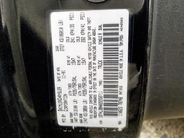 1B7HL38N02S558711 - 2002 DODGE DAKOTA QUA BLACK photo 10