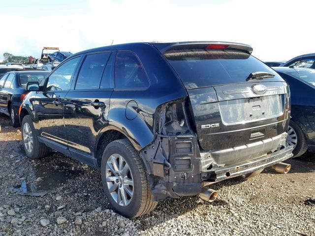 2FMDK3JC0DBC48836 - 2013 FORD EDGE SEL BLACK photo 3